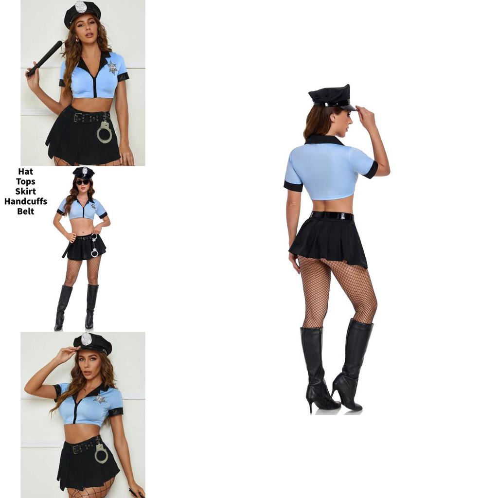 Womens Police Role Playing Costume With Durable Polyester For Halloween And Themed Parties