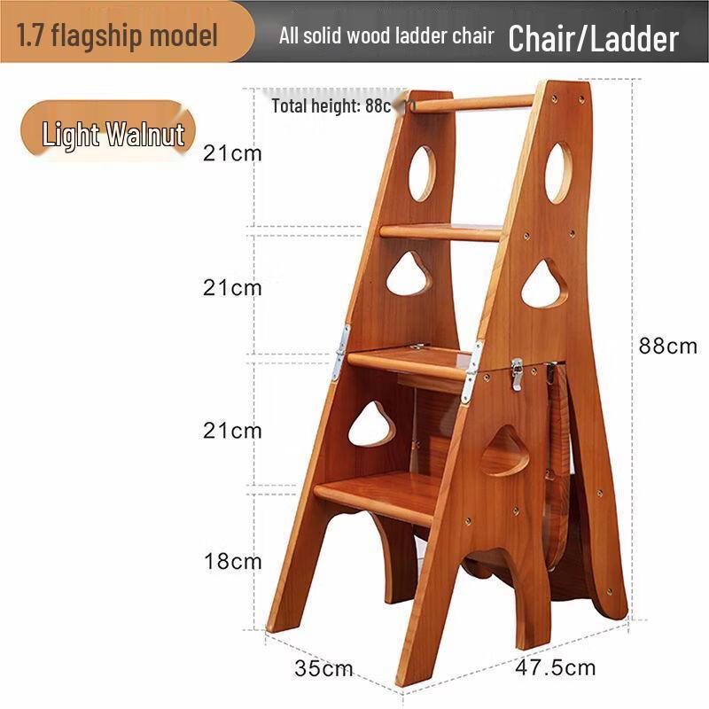 ZISIZ Solid Wood Folding Ladder Chair