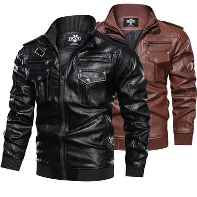 Fashion Bomber Jackets Men Plus Size Leather Motorcycle Coats Zipper Leather Coats Man Biker Jackets