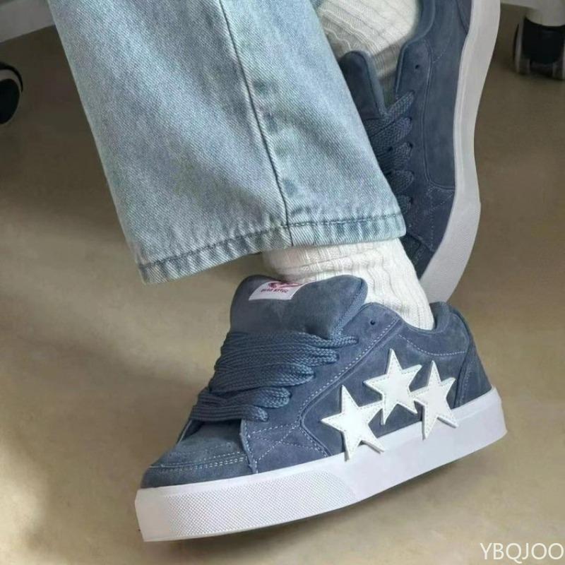 Spring Autumn New Orange Red Star Skateboarding Shoes for Female Niche Retro Youthful Design Simple Comfortable Sports Shoes