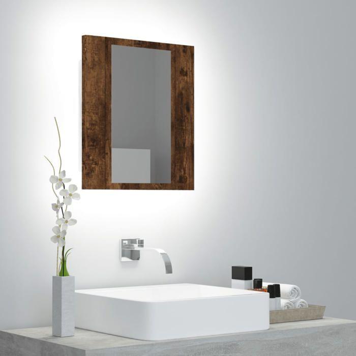 VidaXL LED Bathroom Mirror Cabinet Smoked Oak 40x12x45 Cm, Bathroom Mirror Cabinet, Mirror of 822833