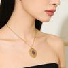 1pc Stainless Steel Geometric Pendant Necklace 18k Gold Plated Chain Blue Natural Stone Necklaces Jewelry for Women Gift