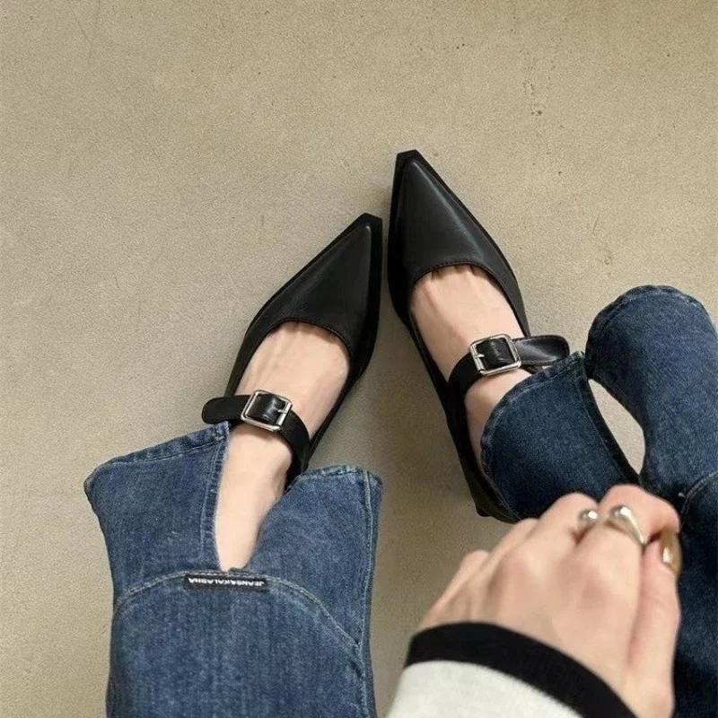 Summer Fashion New Sexy Banquet Comfortable Pointed Toe Buckle Sandals Women's Solid Color High Heels Zapatos Mujer