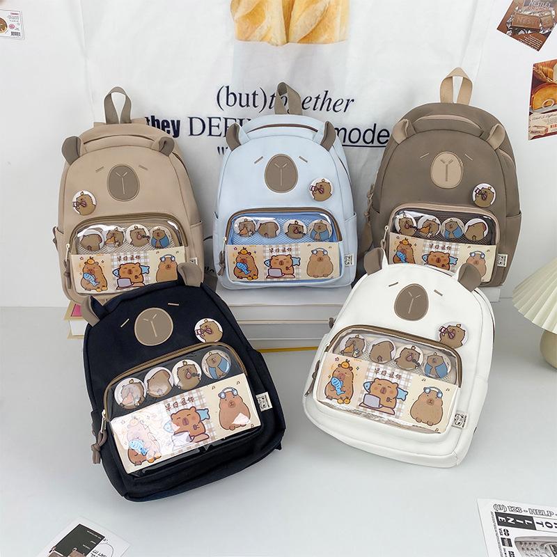 High-Capacity Capybara Backpack - Japanese Cartoon Schoolbag for Students and Travel