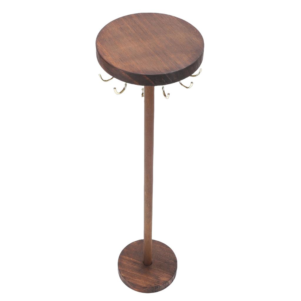 Necklace Organizer Rack Solid Wood Display Storage Desktop Jewelry Holder Stand Hanging Prop with Hook