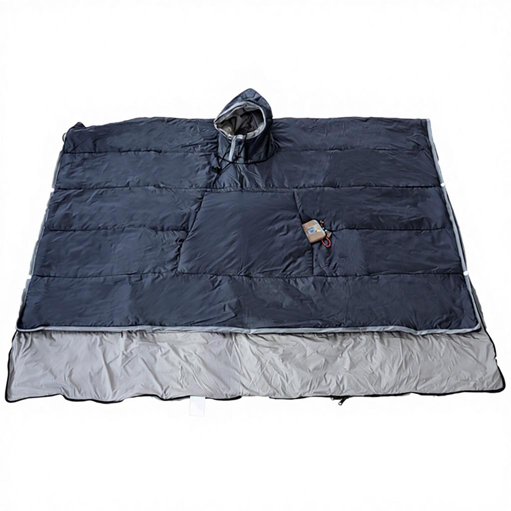 Outdoor Portable Cloak Sleeping Bag Windproof Warm Lightweight Spun Cotton Filled 200cm Length Storage Hiking Self-driving