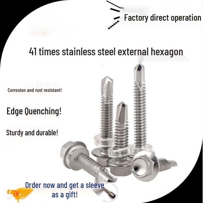 410 Stainless Steel Hex Head Self-Drilling Screws for Color Steel Tiles, 5.5