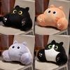 Cute Orange Cat Plush Lumbar Pillow With Embroidered Splicing For Sofa Office Car Bedside Decor