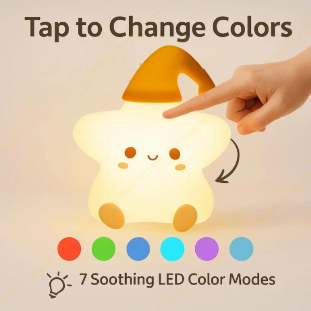 Silicone LED Star Night Light Battery Powered LED Night Light Baby Toy Table Lamp Bedroom