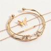 Vintage Gold Color Cuff Bracelet Set of 4 Stainless Steel Butterfly Bracelet Combination Fashion Elegant Bracelet Jewelry Gifts