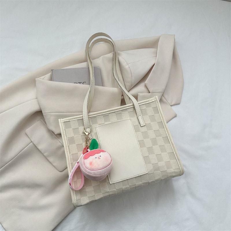 Vintage Student Tote Bag For Women Fashionable Casual Large Capacity Shoulder Bag