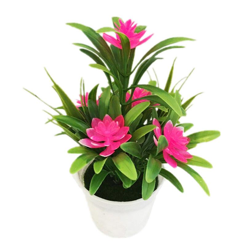 Imitation Bonsai Desk Decor, Fake for Lotus Artificial Flowers, Outdoor Plant Pot, Home and Office Decoration, Gift