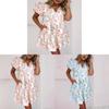 Floral Colorblock V Neck Pocket Dress With Short Sleeves For Spring 2025