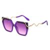 New Fashion Oversized Polygon Sunglasses Women Gradient Lens Glasses Metal Frame Design Snake Decoration Eyeglasses Uv400