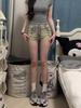 Women's Retro Low-Waist Distressed Denim Shorts - Slimming A-Line Hip-Hugging Hot Pants for Summer.
