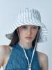 Poejidam Linen Wide Bucket Hat In Stripe Blue