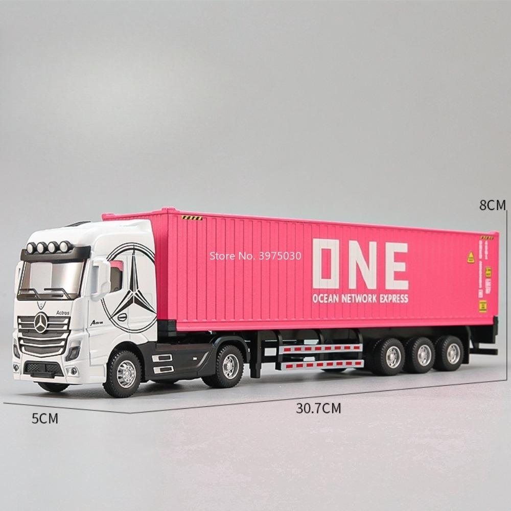 1:50 Alloy Heavy Trucks Toys Models Cars Container Vehicles Light Music Miniature Transport Car Rubber Tires Kids Gifts