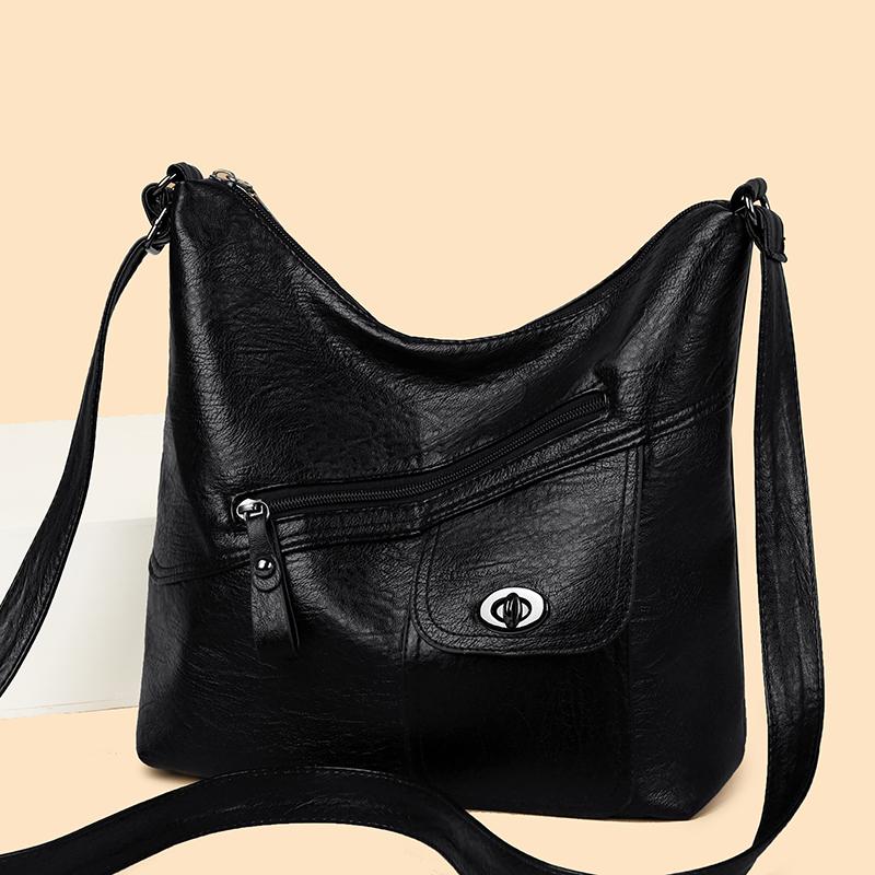 Women's Bag Vintage Shoulder Bag Large Capacity Multi-Pocket Soft Leather Tote Bag