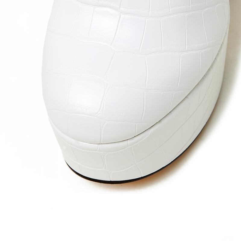 Sexy Women's Ankle Boots Platform 2025 Winter High Heels Short Shoes For Women Lace-up Black White Party Strip Shoes Large Size