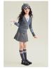 2025 Girls' Academy Style Knit Cardigan with Two-Piece Korean Slimming Skirt Set