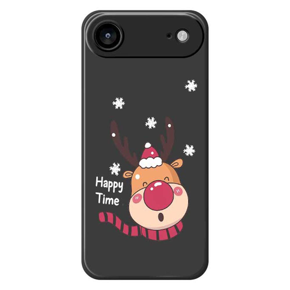 

For iPhone 17 Air Case Smiling Deer Pattern Printing Straight Edge TPU Phone Back Cover Black