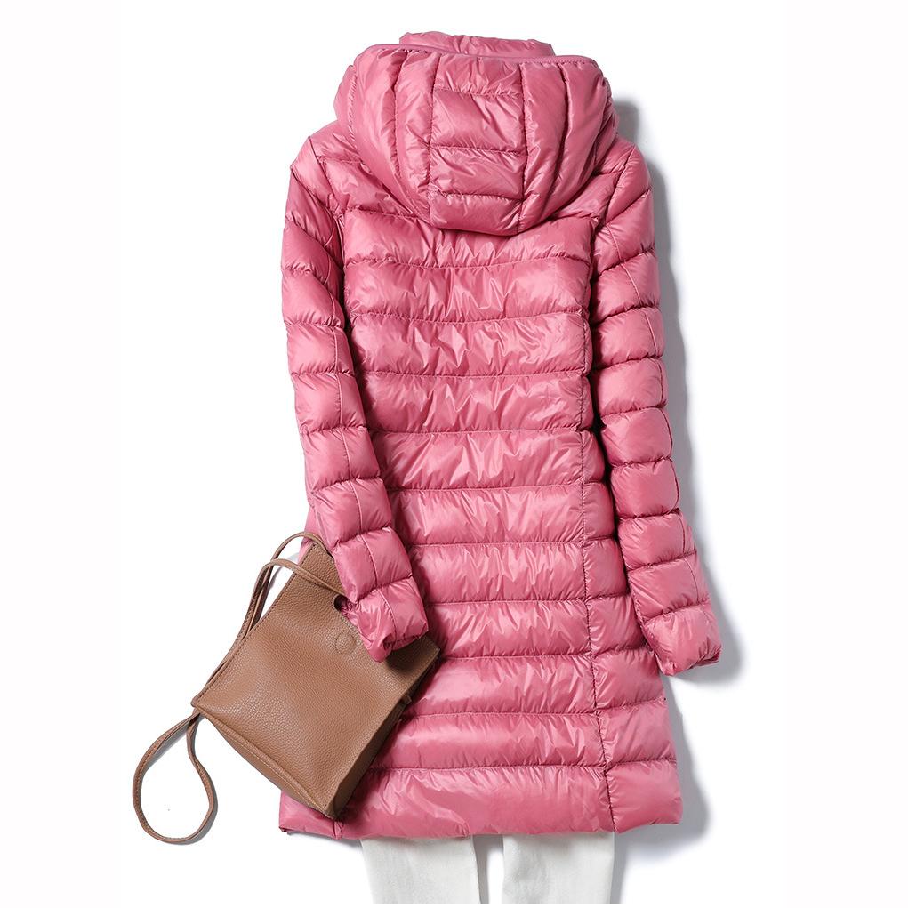 Fashion Slim Remove Hooded Parka Fashionable Outerwear Winter Women's Down Jackets Long Light Thin Coat Puffer Jacket