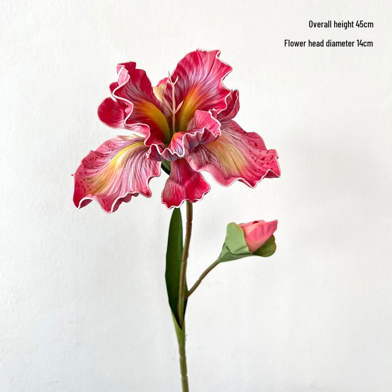 45cm Iris Artificial Flower with 2 Stems, EVA Texture, Oil Painting Style for Home Decoration