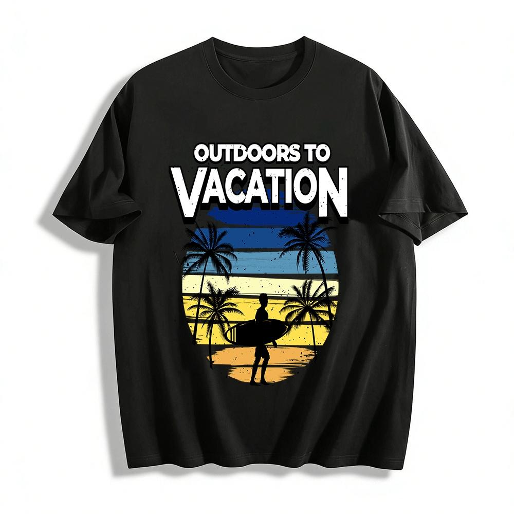 

Outdoors Vacation Surfing Coconut Tree Graphic Casual Tee Pure cotton T-shirt XXS