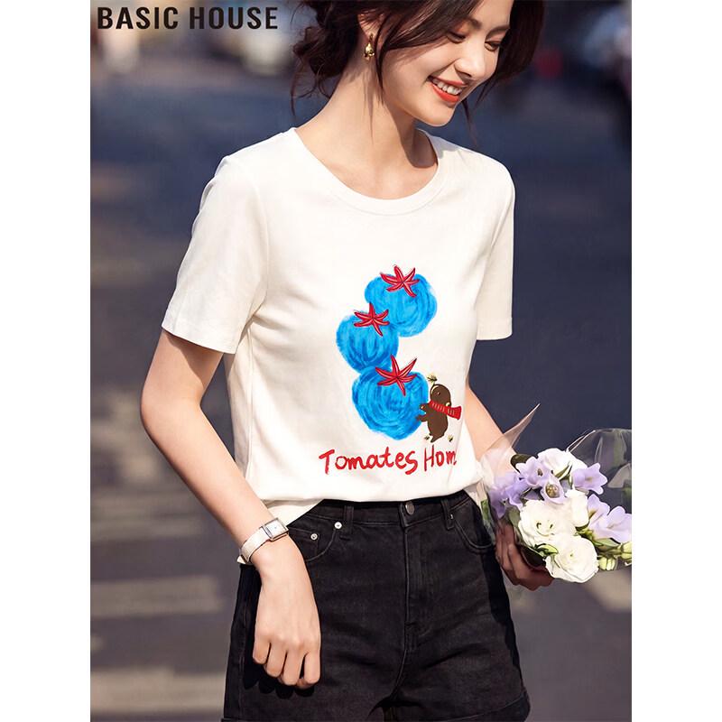 Basic House Women s Printed Short-Sleeve T-Shirt L