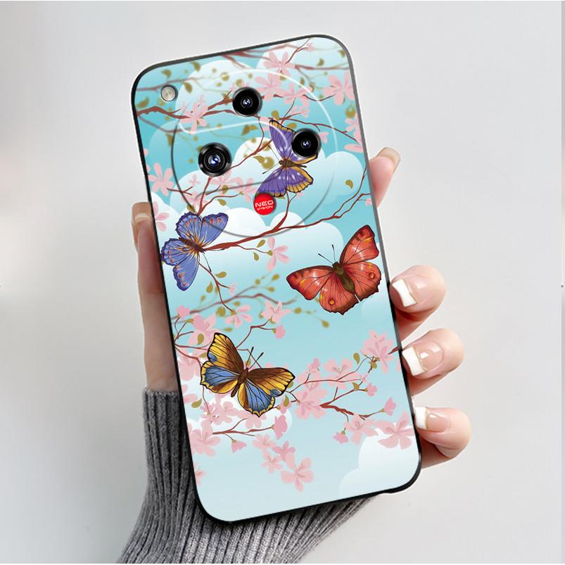 Coque Motif Imprimé Pour ZTE Nubia Focus 2 5G Coque Arrière Silicone Souple Noire Coque Mignonne Fleur Cartoon