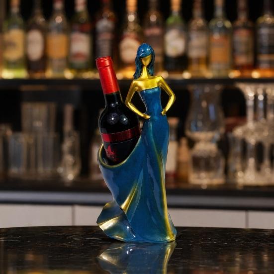 Woman Shape Wine Rack Resin Lady Figure Bottle Holder for Tabletop