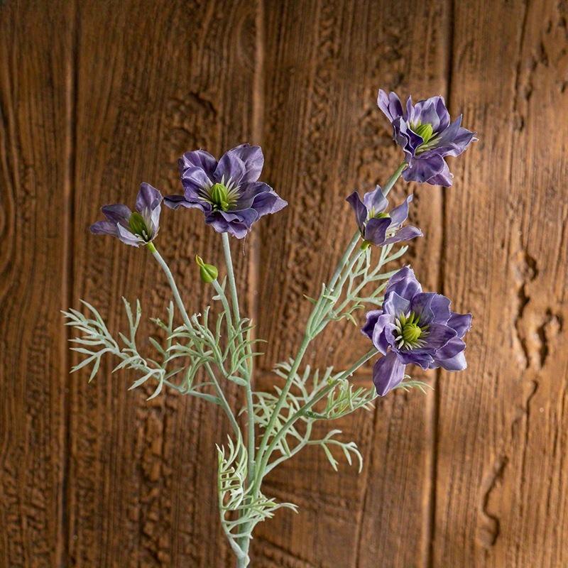 

1Pc Simulation 5-Head 23.62-inch Butterfly Perched Nasturtium, for Outdoor Yard Patio Garden Home Living Room Decoration фиолетовый