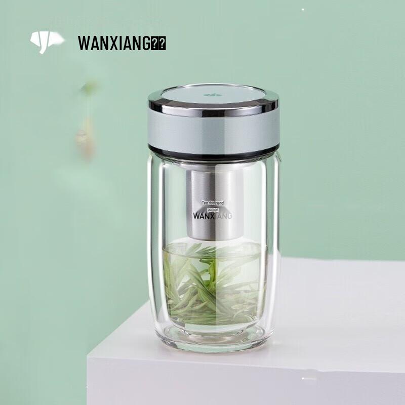 WANXIANG Double-Wall Glass Tea Infuser Mug