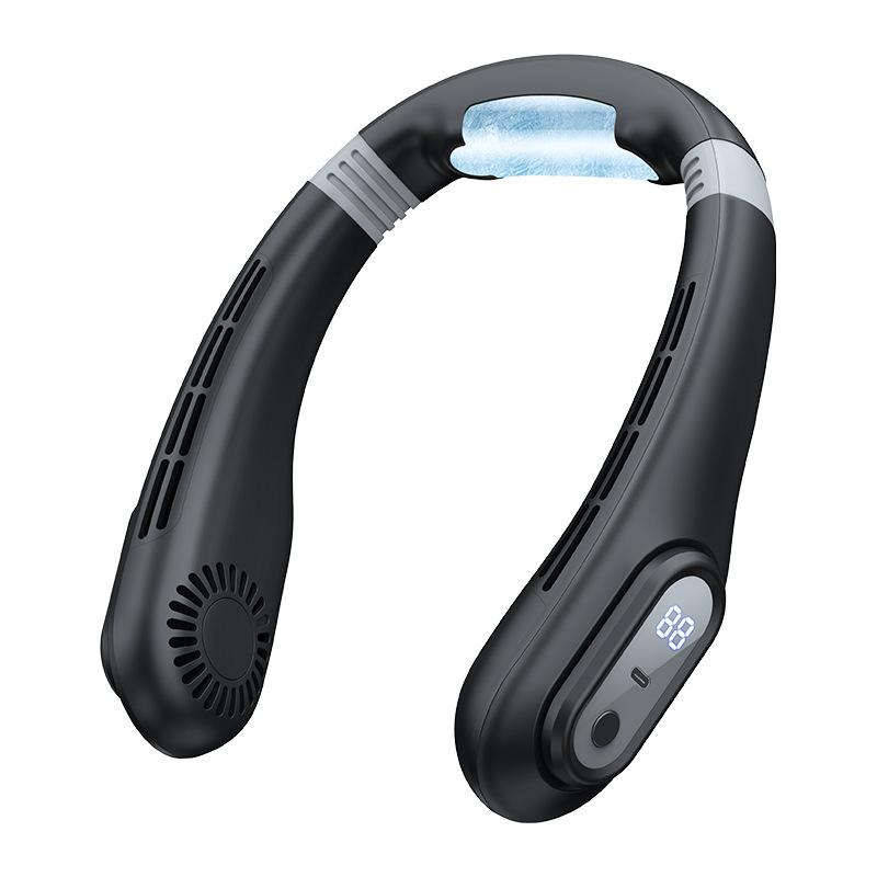 

J18 Summer Neck-mounted Cooling Fan Portable Bladeless Air Fan with Digital Display Black