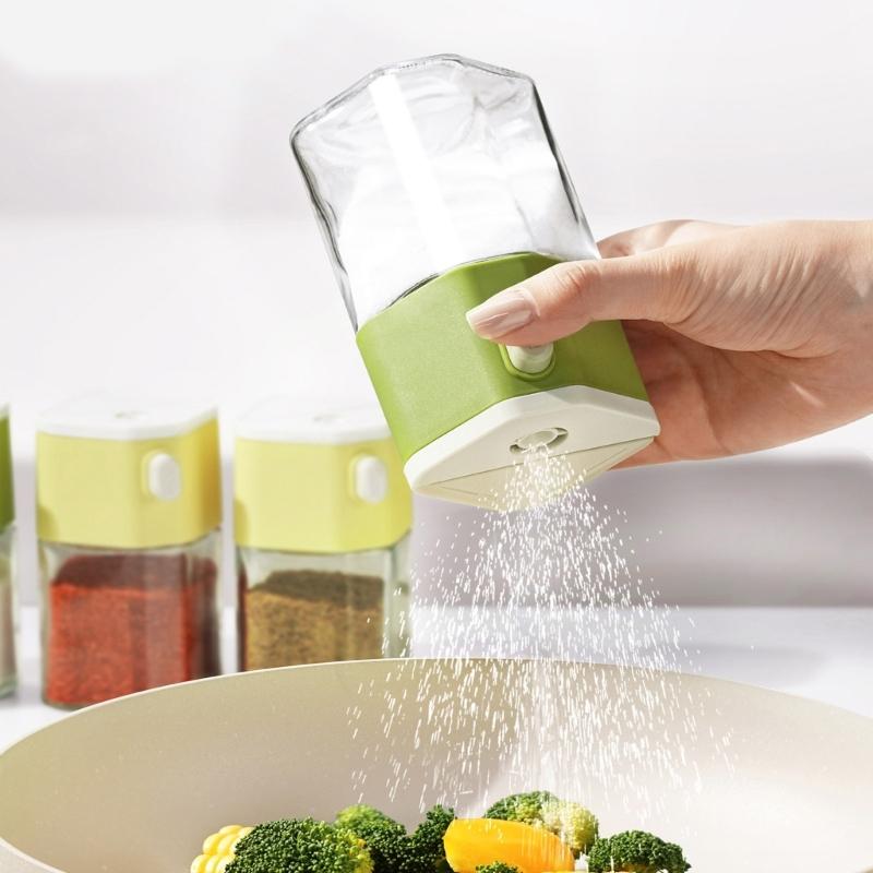 Double Purpose Glass Salt And Spices Shaker With Measuring Dispensing And Leakproof Design For Kitchen Dining Table