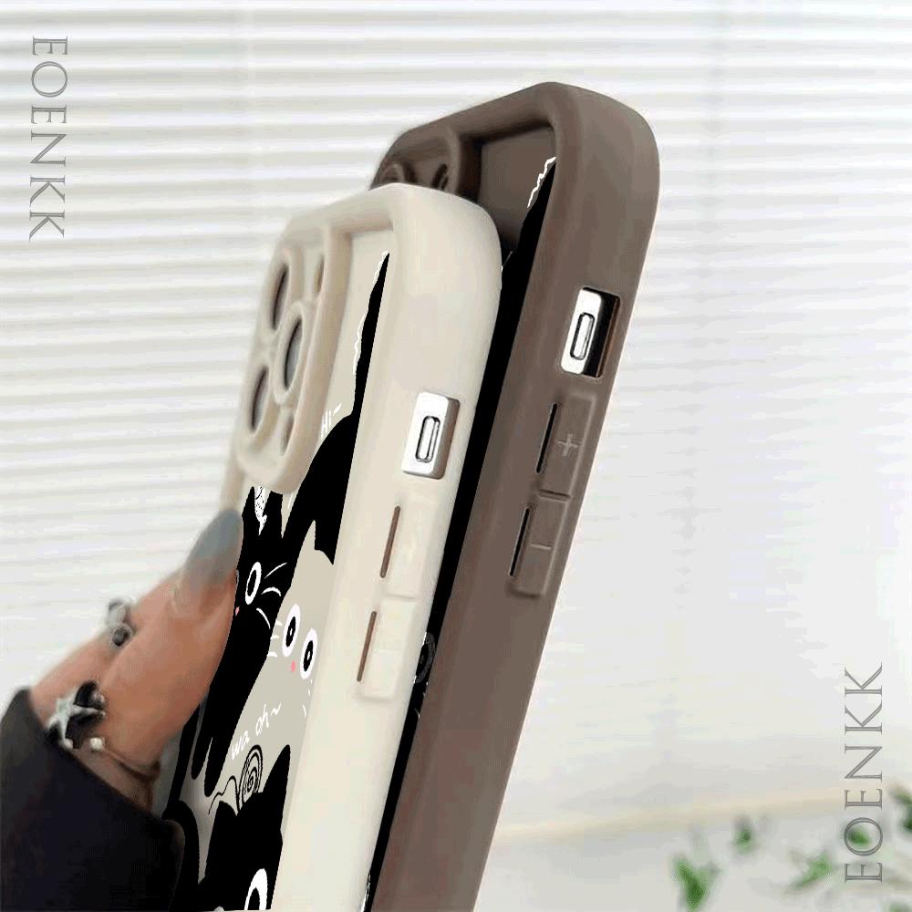 Cute black And White Cat Silicone Phone Case For iphone 16 15 14 13 12 11 Pro Max Shockproof Soft Shell Cover