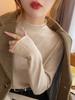 Women's 2024 New Style Semi-High Neck Knitted Sweater - Long-Sleeved Base Layer or Outerwear, Soft and Cozy.
