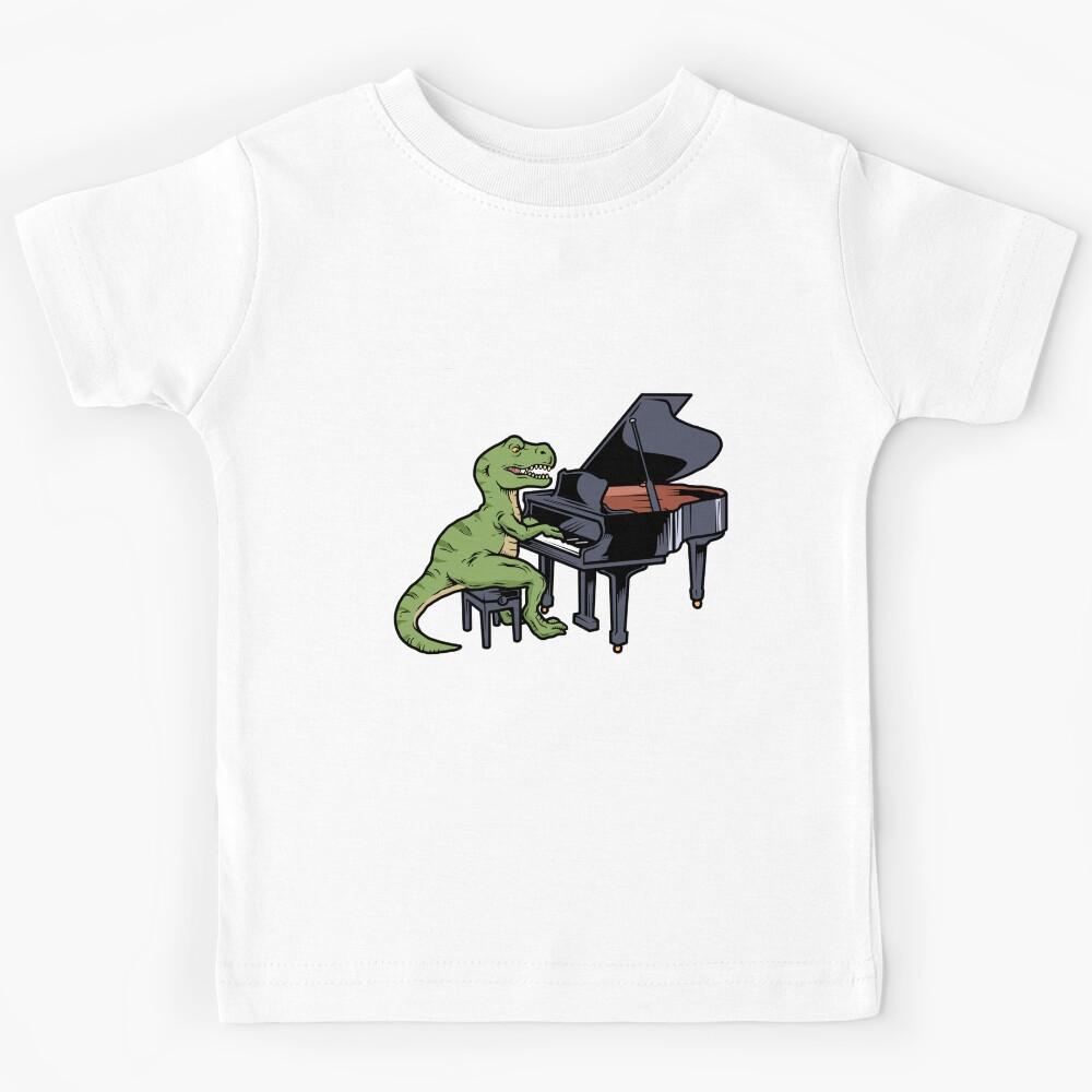 Grand Piano Gift Kids Pianist Gift Dinosaur Music Piano Kids T-Shirt 130