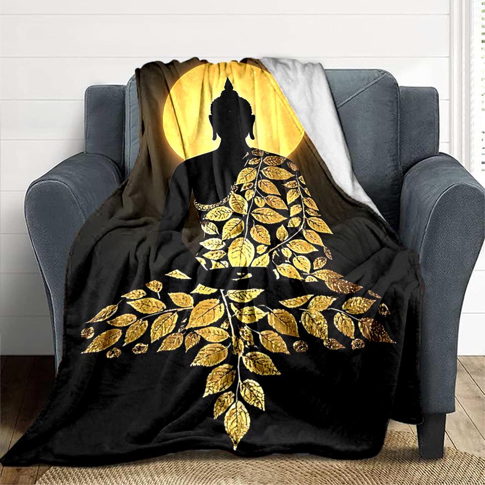 1pc Buddha Moon Blanket, Lightweight Flannel Throw Blanket for Sofa, Bed, Travel, Camping, Living Room, Office, Couch, Chair, and Bed