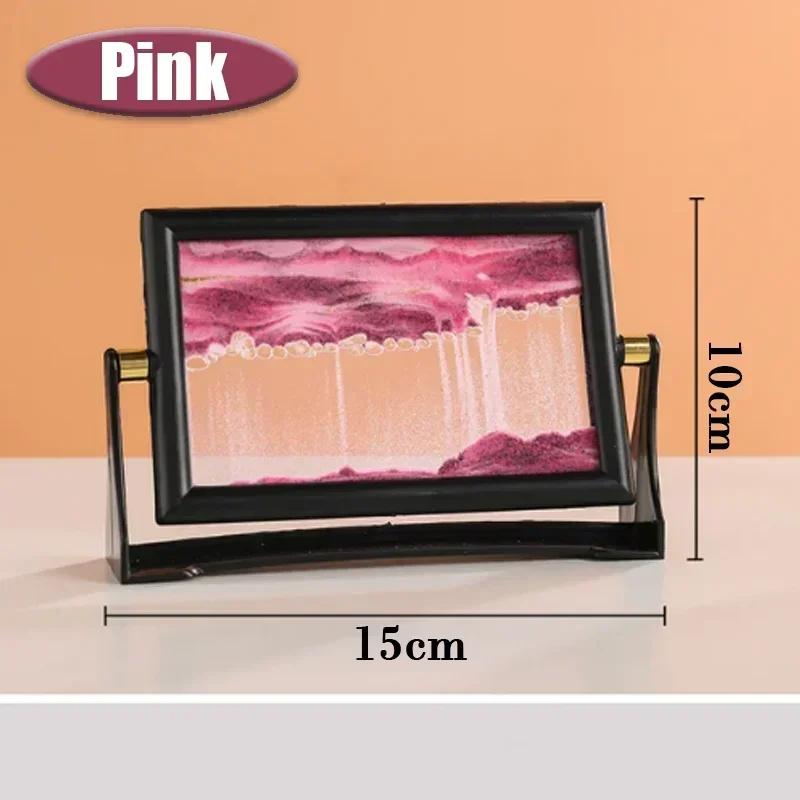 Hogar 5 Pulgadas Creativo Pintura de Arte de Arena en Movimiento Vidrio Arena Movediza Reloj de Arena Decoración Giratoria Adornos de Escritorio Regalo de Cumpleaños