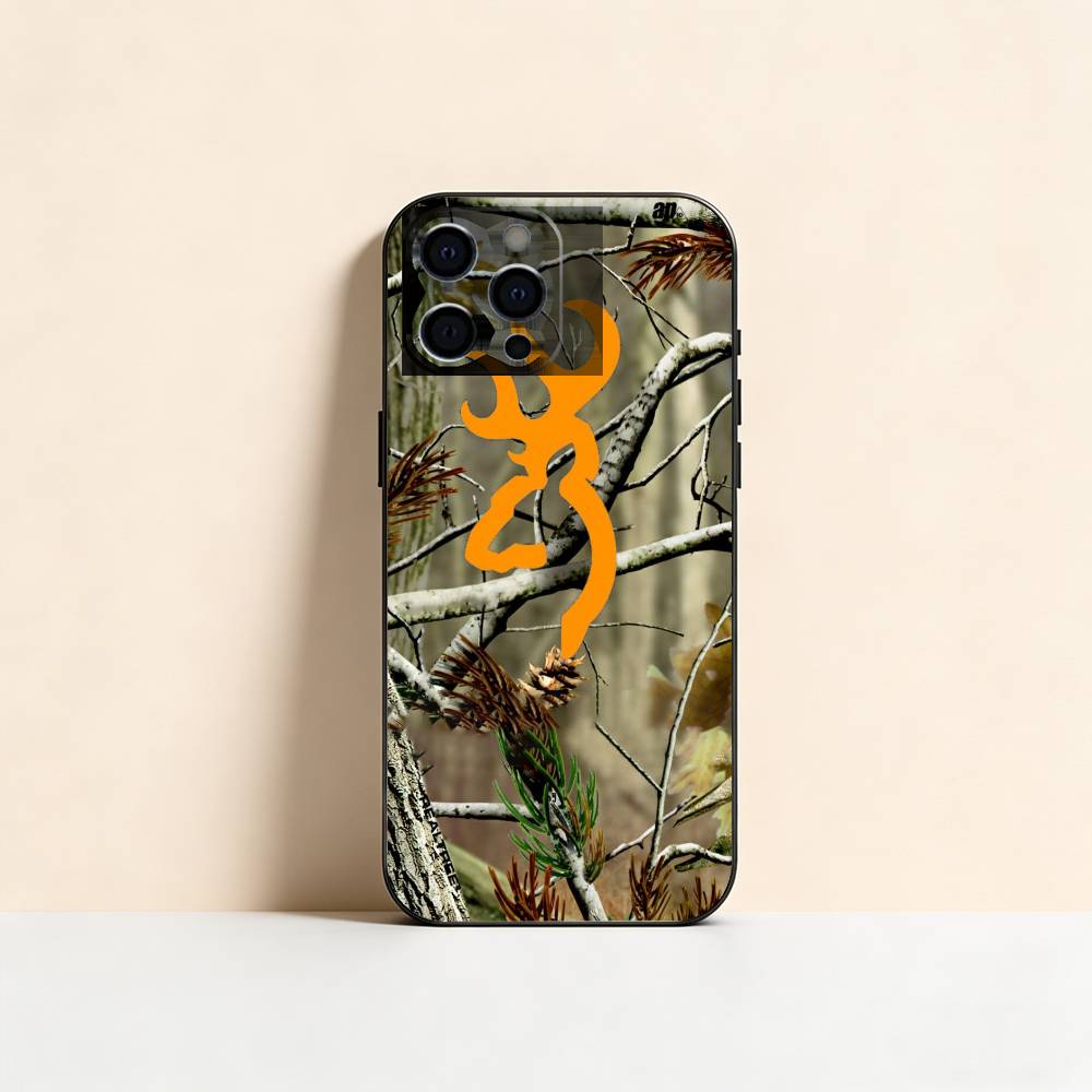 Deer Hunting Camo Phone Case For iPhone 17, 16,15,14,13,12,11 Plus,Pro Max, Others Soft Black Cover