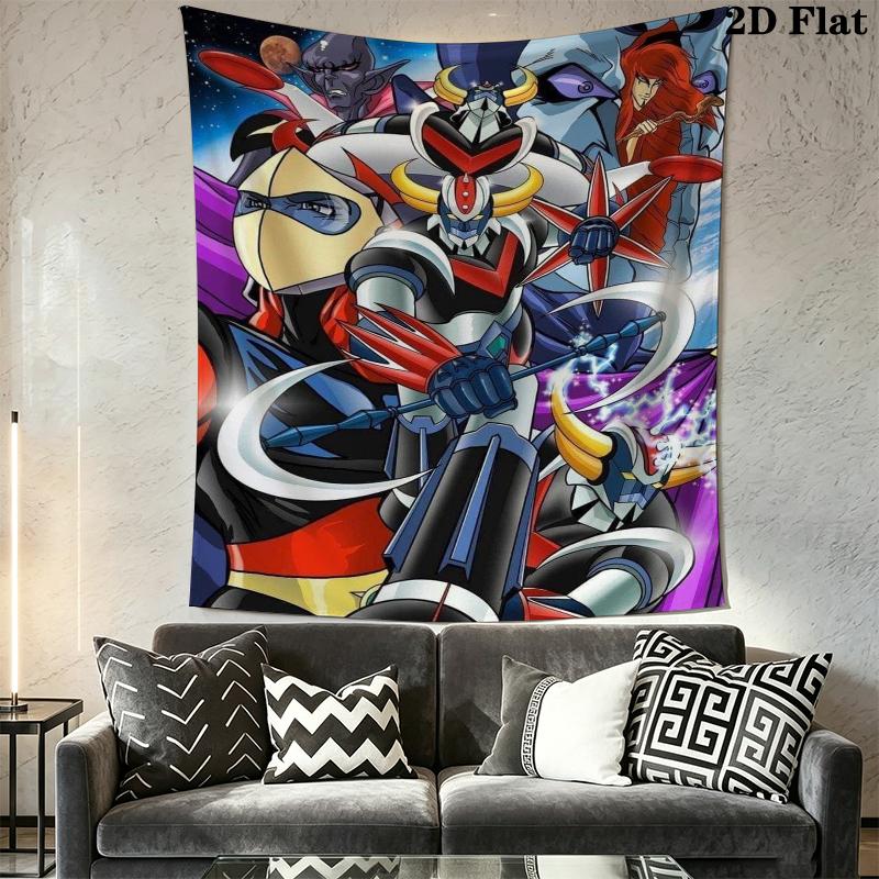 Grendizer Goldorak anime Wall Tapestry Aesthetic Wall Hanging Printed Fabric Blanket Decorative Tapestries for Bedroom Living Room Home Decor