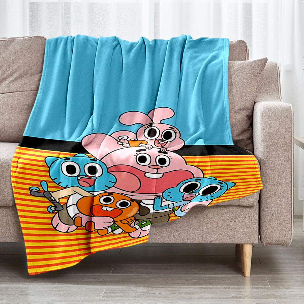 The Amazing World of Gumball Theme Printed Blanket - Perfect for Couch, Bed, Travel & Outdoor Use | Machine Washable, Cozy & Durable.