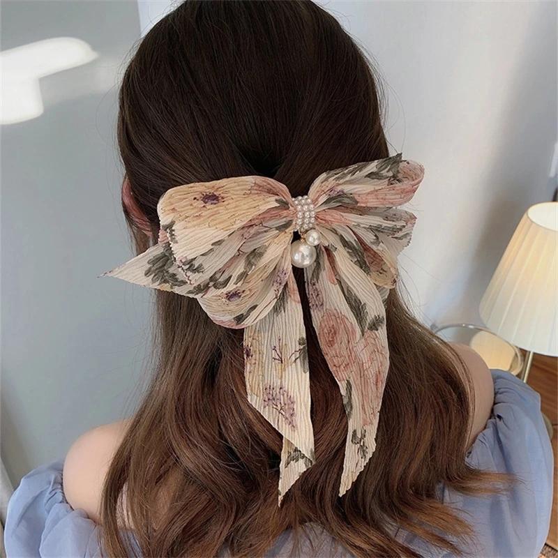 Big Bow Sweet Fabric Floral Hair Clip Korean Version of The Back of The Head Duckbill Clip Hair Accessories For Women