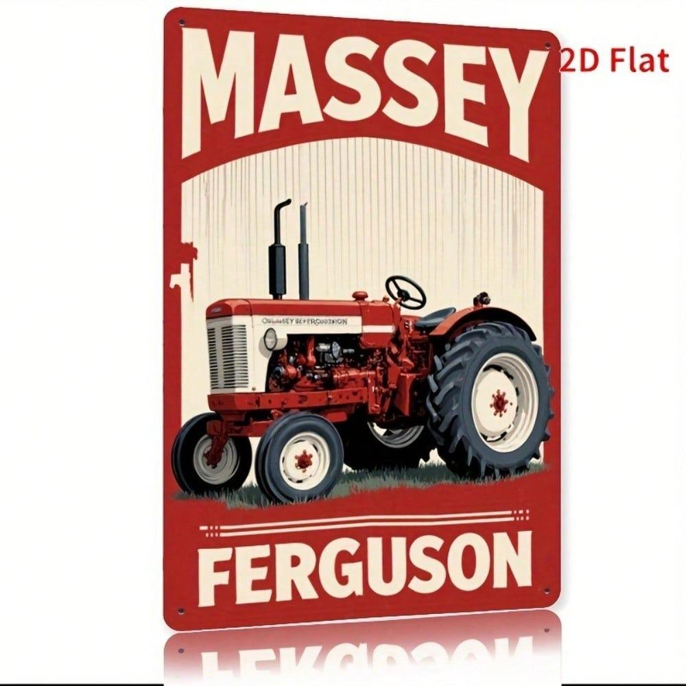 Vintage Farm Tractor Metal Sign Red Tin Wall Art Garage Man Cave Bar Decor