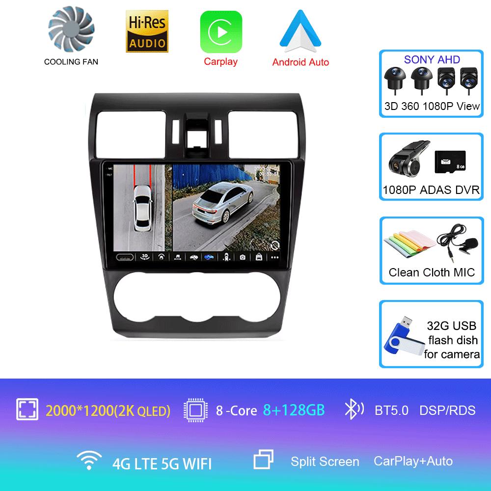 Car Radio Android 14 For Subaru Forester 4 SJ XV 2012-2015 4G Multimedia Video Player Navigation GPS Carplay 360 Camera