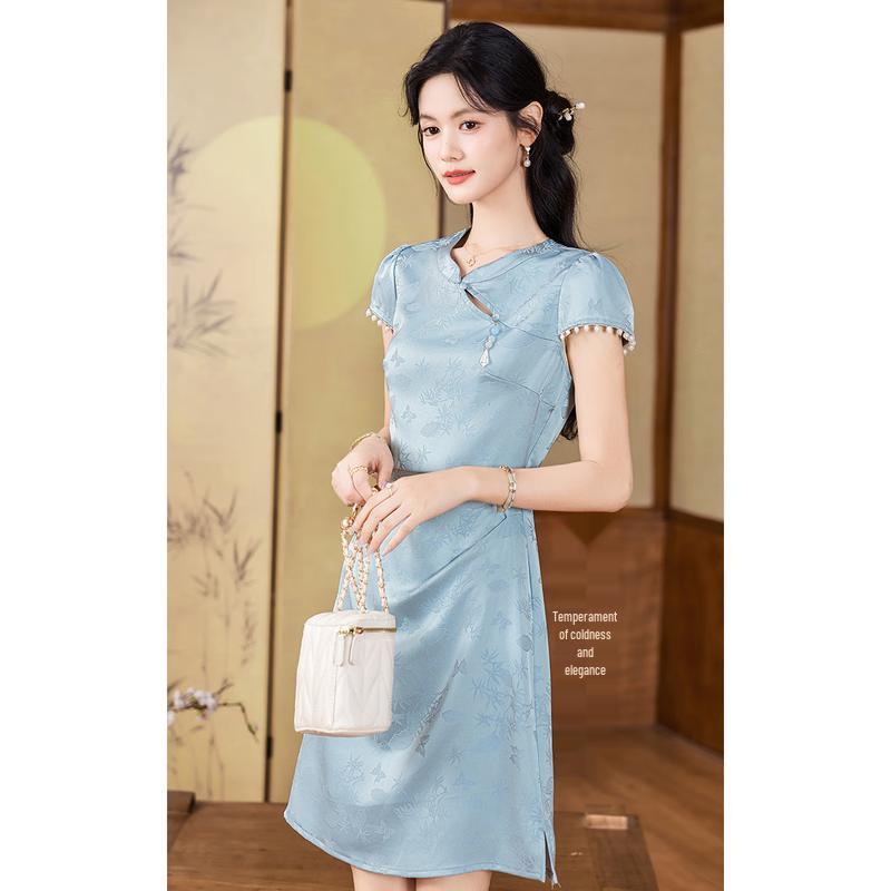 

Elegant New Chinese Style Summer Slim Fit Dress M