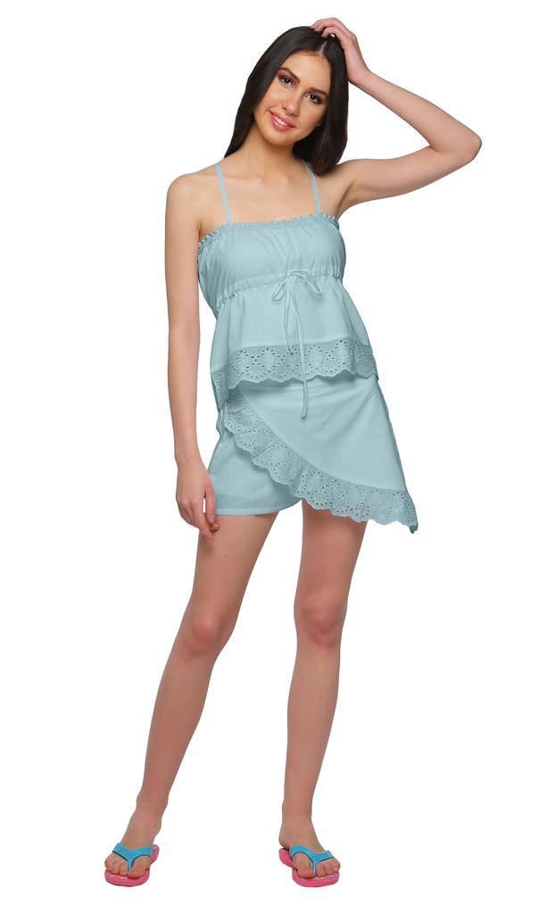 Moomaya Women's Short Sleeve Nightdress For Ladies Solid Cotton Nightwear