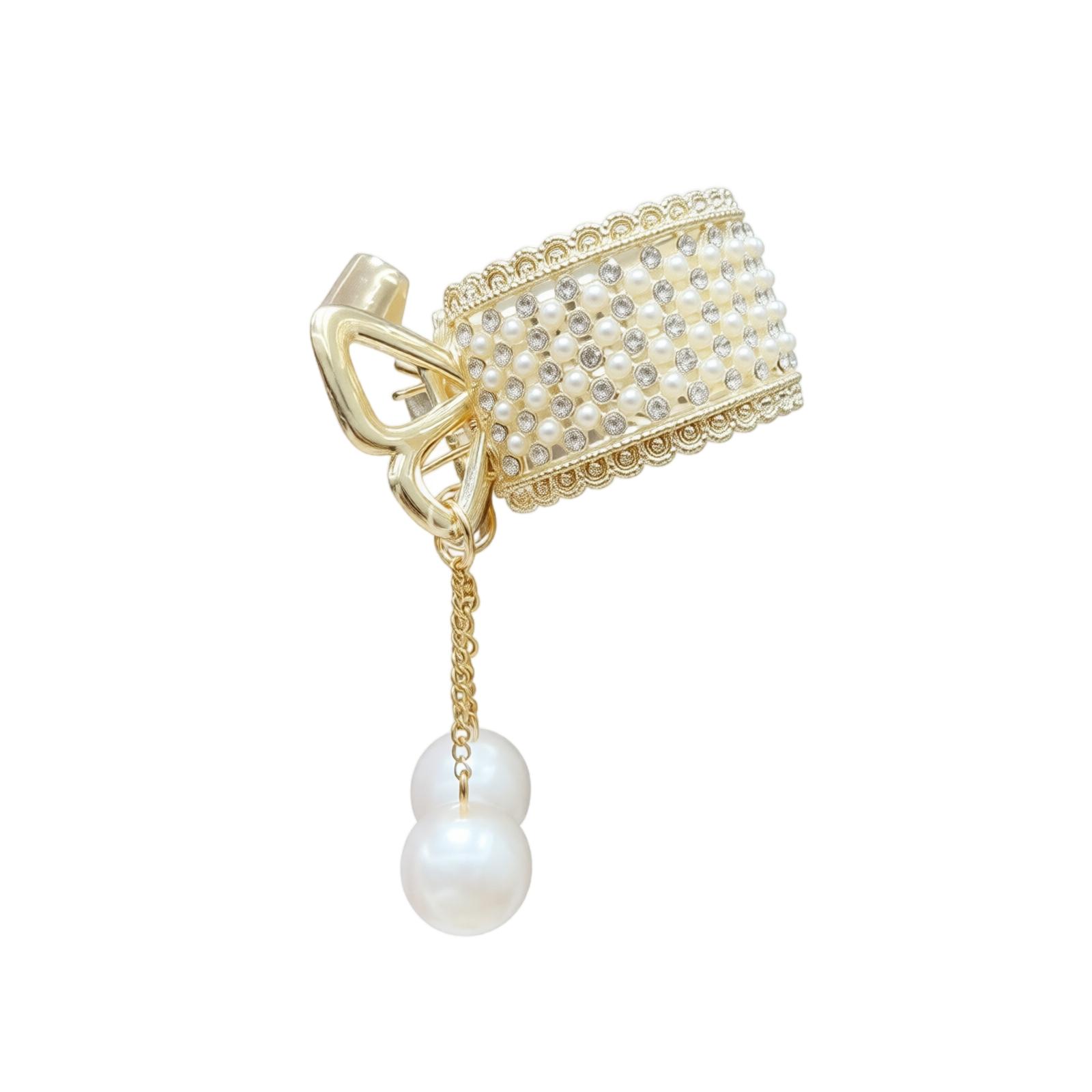 Pearl High Ponytail Hair Clip for Women Back of Head Small Claw Clip Half Up Hair Holder Hairpin Tassel Butterfly Hair Accessory one size