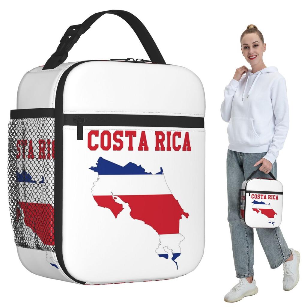 Costa Rica Flag Graphic Insulated Lunch Bag for Kids School Cooler Thermal Food Box Tote Portable Lunch Boxes Container